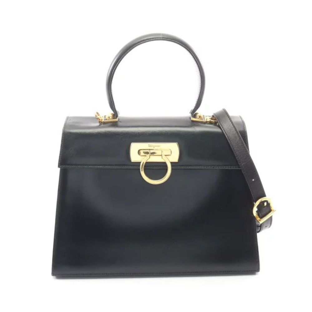 Salvatore Ferragamo Gancini handbag leather black